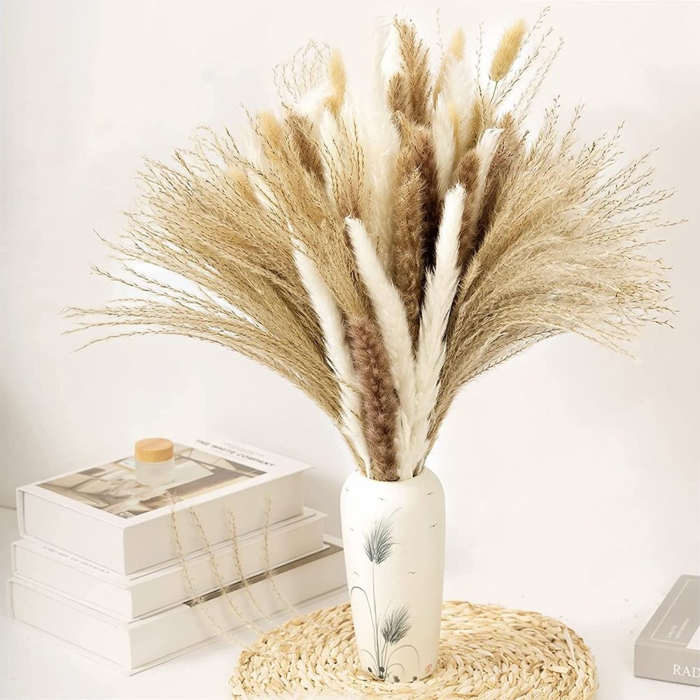 Pampas Grass Decor 110 Pcs Dried Pampas Grass 17.5in Pampas Grass for Home Decor